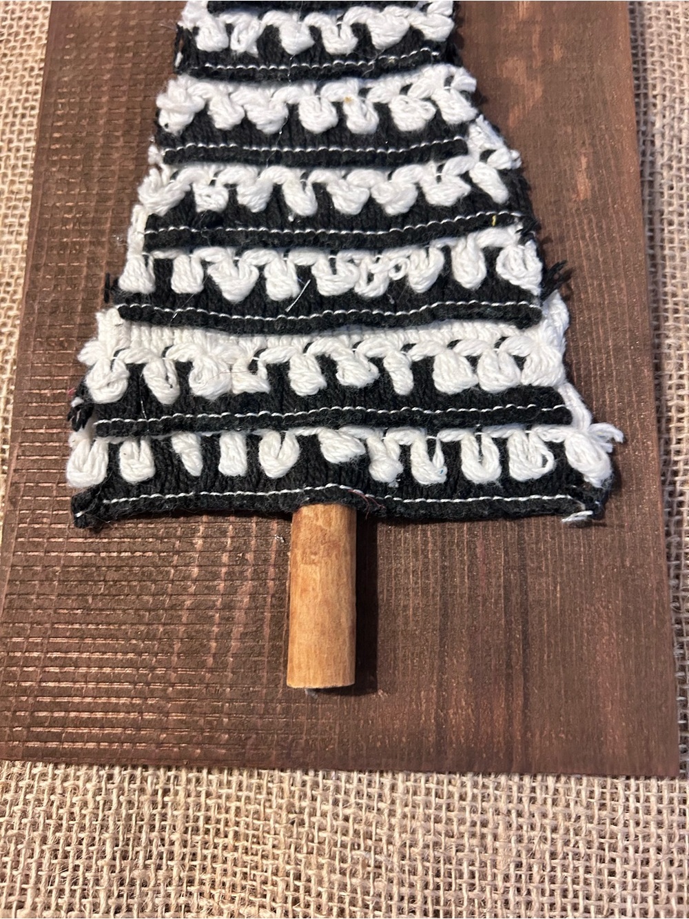 Handmade Black & White Crochet Christmas Tree Wall Art - Picture 3 of 5